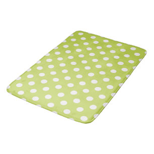 Tapis De Bain Chartreuse Vert Citron & Points Blancs Point
