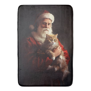 Tapis De Bain Chat angora turc Santa Claus Noël festif