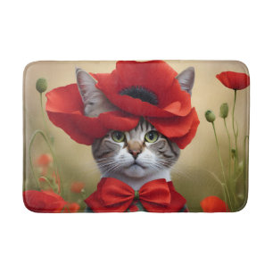 Tapis De Bain Chat avec une robe faite de coquelicot