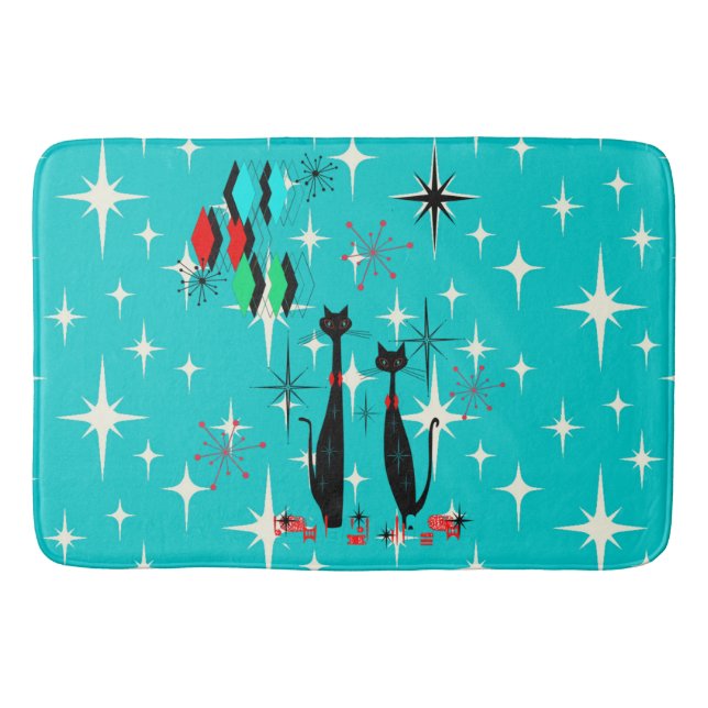 Tapis De Bain Chat cool Mi-Siècle moderne de l'ère atomique (Devant)
