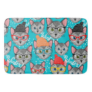Tapis De Bain Chat dans le casquette