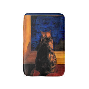 Tapis De Bain Chat dans les chauves-souris de fenêtre