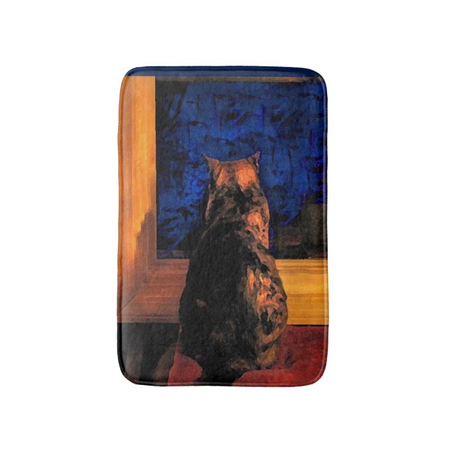 Tapis De Bain Chat dans les chauves-souris de fenêtre (Devant (Vertical))