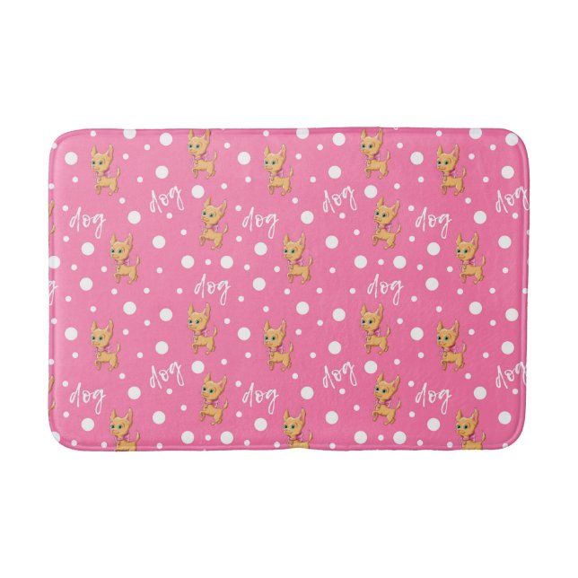 Tapis De Bain Chat de bain Chihuahua rose et blanc (Devant)