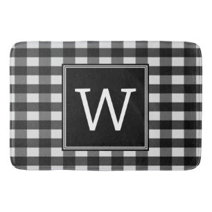 Tapis De Bain Chat de bain Monogramme Plaid Buffalo noir