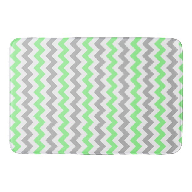 Tapis De Bain Chat de bain vert et gris Chevron (Devant)