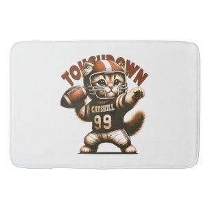 Tapis De Bain Chat de football américain - Touchdown Purrfection