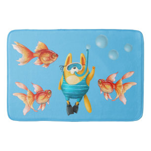 Tapis De Bain Chat de plongée en scaphandre