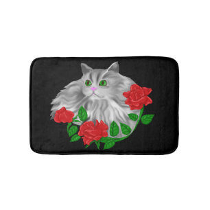 Tapis De Bain Chat et Rose