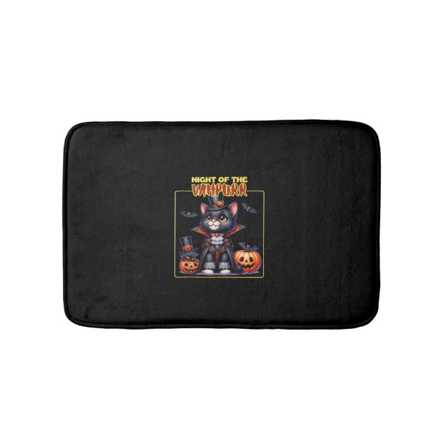 Tapis De Bain Chat Halloween Éffrayant Kitten Lover Tricot Ou Tr (Devant)