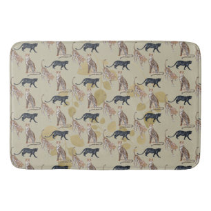 Tapis De Bain Chat Jaguar Bohème et Motif de Chats Léopard