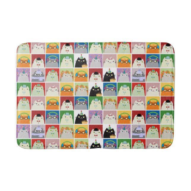Tapis de bain chat mignon collage kawaii drôle (Devant)