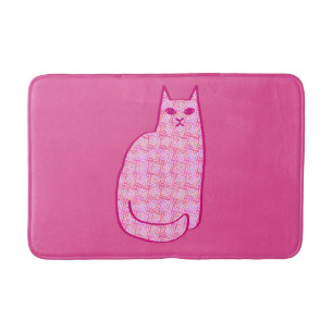 Tapis De Bain Chat moderne du milieu du siècle, Fuchsia et rose 