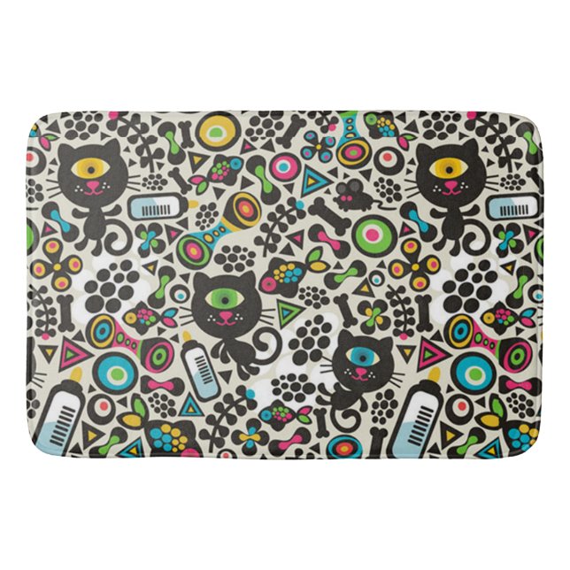 Tapis De Bain Chat noir à un oeil (Devant)