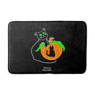 Tapis De Bain Chat noir Citrouille moyen Mat de bain