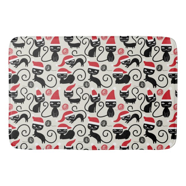 Tapis De Bain Chat noir de Noël (Devant)