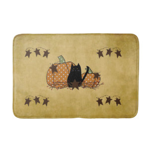 Tapis De Bain Chat Noir Et Mat De Bain Citrouille