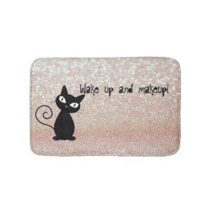 Tapis De Bain Chat noir fantaisiste pailleté - Réveillez-vous et