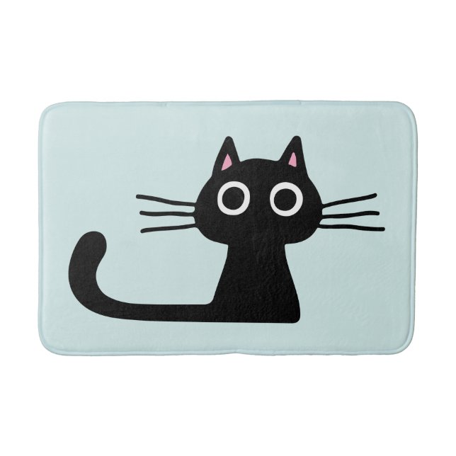 Tapis De Bain Chat noir kitty aux longs Whiskers (Devant)
