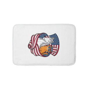 Tapis De Bain Chat patriotique et licorne vintage vector design_