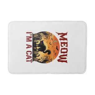 Tapis De Bain Chat qui miaule Halloween noir cimetière_1