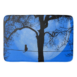 Tapis De Bain Chat sur une lune bleue fil