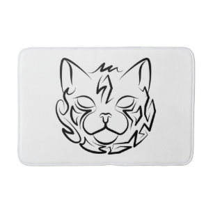 Tapis De Bain Chat tribal noir et blanc