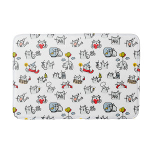 Tapis De Bain Chats amusants, lait et magie.