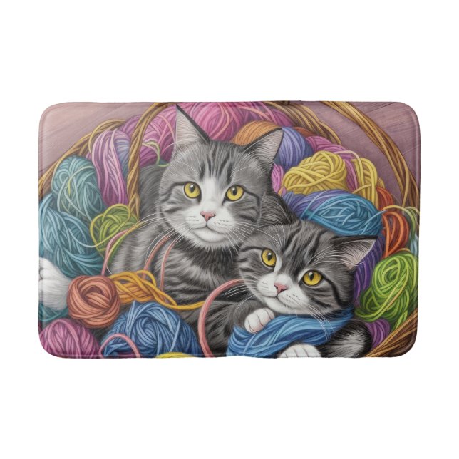 Tapis De Bain Chats dans un panier (Devant)