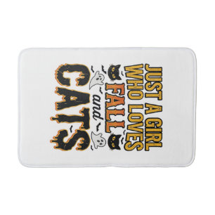 Tapis De Bain Chats d'automne fille d'Halloween Graphisme vintag