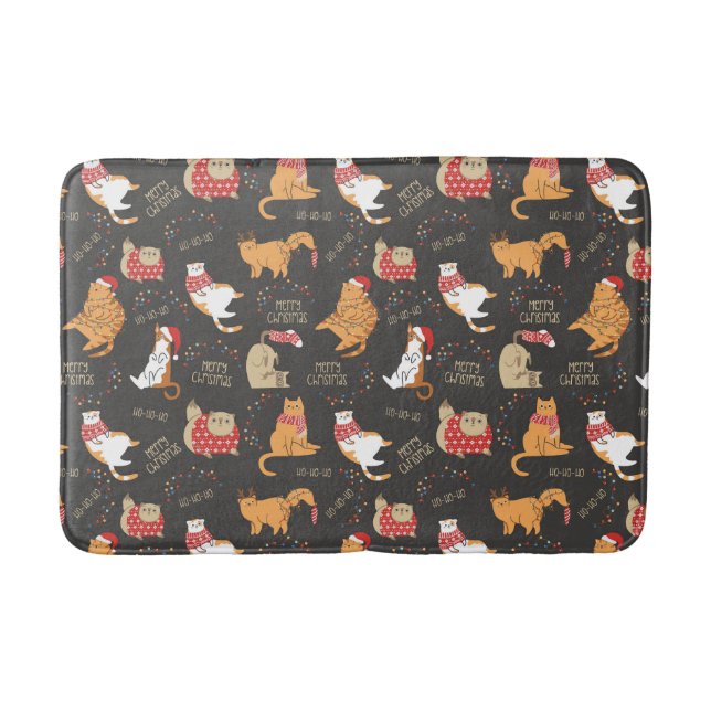 Tapis De Bain Chats Festifs avec lumière Motif de Noël (Devant)