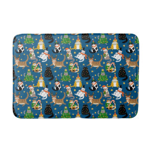 Tapis De Bain Chats Festifs en Costumes de Noël Motif