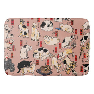 Tapis De Bain chats japonais Ukiyo-e Funny kitty