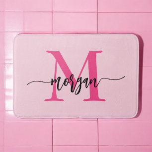 Tapis De Bain Chaud rose Monogramme Salle de dortoir pour fille
