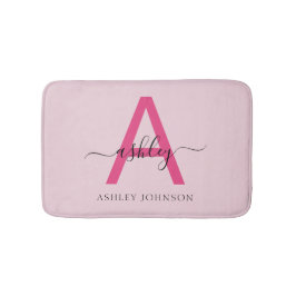 Tapis De Bain Chaud rose Monogramme Salle de dortoir pour fille