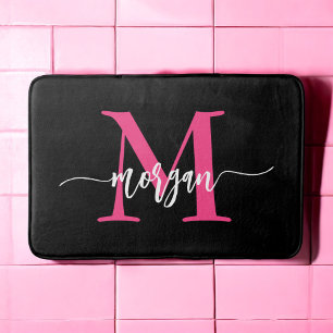 Tapis De Bain Chaud rose noir Monogramme Salle de dortoir pour f