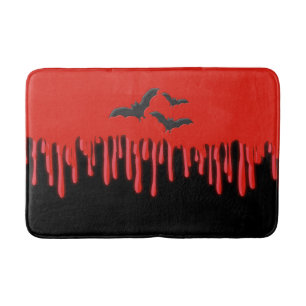 Tapis De Bain Chauve-souris gothique et sang rouge à goutte Hall