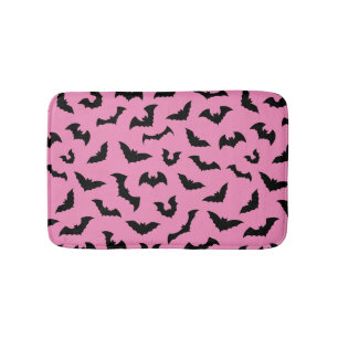 Tapis De Bain Chauve-souris rose pastel motif halloween