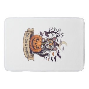 Tapis De Bain Chauves-souris Chats Citrouilles Halloween Sorcièr