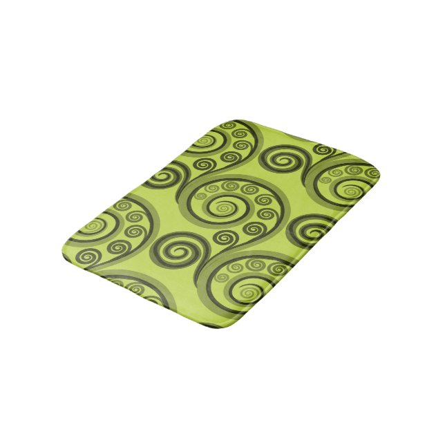 Tapis De Bain Chaux Abstrait-Green Fern Feuilles Mat de bain (Angle)
