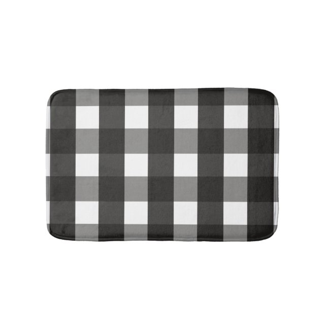 TAPIS DE BAIN CHECK DE GINGHAM NOIR ET BLANC (Devant)