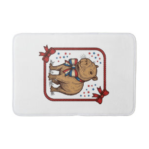 Tapis De Bain Chemise à nœud papillon capybara patriotique vinta