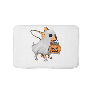 Tapis De Bain Chemise de Halloween Citrouille Fantôme Chihuahua