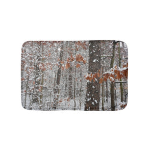 Tapis De Bain Chênes couverts de neige hiver Photographie de la