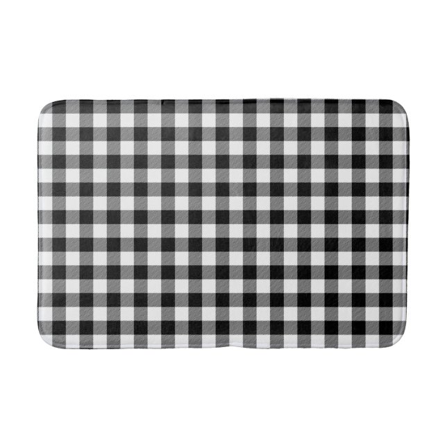 Tapis De Bain Chèque noir et blanc Plaid Mat Chat Chien Lit (Devant)