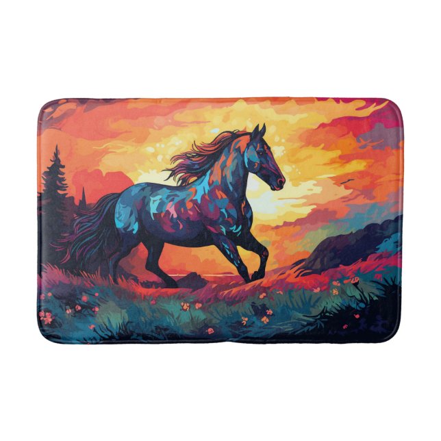 Tapis De Bain Cheval En Course Sur Le Terrain Art Abstrait Cheva (Devant)