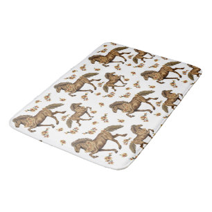 Tapis De Bain Cheval et fleurs islandais des années 1930
