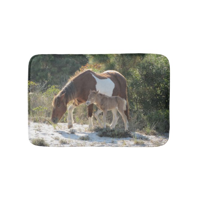 Tapis De Bain Cheval mignon avec poulain photo (Devant)