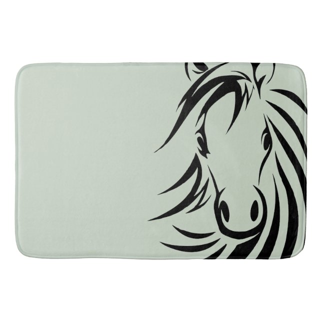 Tapis De Bain Cheval noir vert tête (Devant)