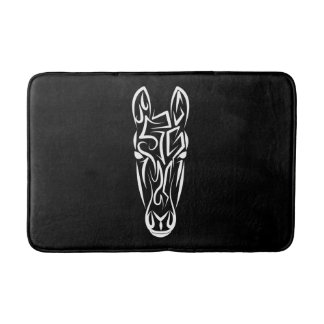 Tapis De Bain Cheval tribal noir et blanc